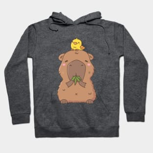 Cute Capybara with Yellow Bird Doodle Hoodie